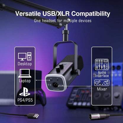 FIFINE Dynamic XLR Microphone Kit with RGB Control - Smarsty