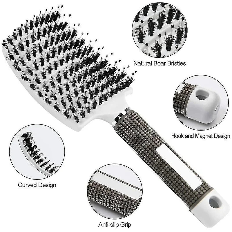 Boar Bristle Hair Brush for Scalp Massage and Detangling - Smarsty