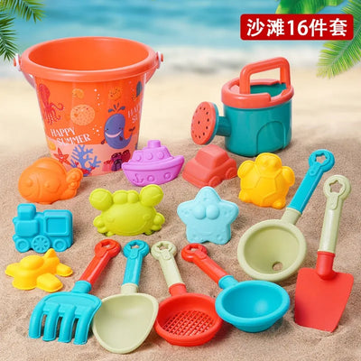 Summer Beach Set Toys For Kids Digging Sand Plastic Bucket Watering Bottle Shovels Children Beach Water Game Toys Tools by Smarsty