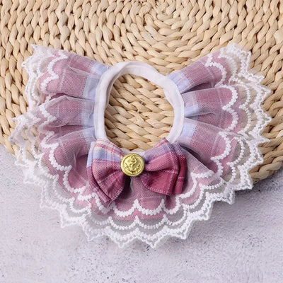 Pink Plaid Dog Bowtie Bib for Stylish Pets - Smarsty