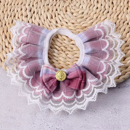 Pink Plaid Dog Bowtie Bib for Stylish Pets - Smarsty