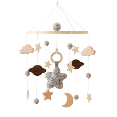 Baby Crib Mobile Bed Bell Rattle Toys Wooden Crochet Stars Pendant Bed Bell Toys Newborn Comfort Crib Bracket Hanging Toys Gifts by Smarsty
