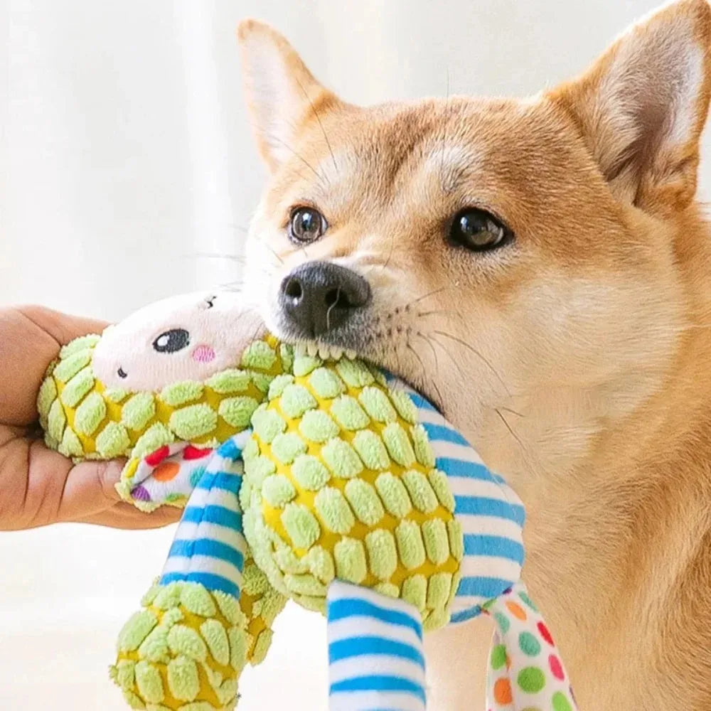 Interactive Plush Dog Toy for Teeth Cleaning and Squeaking - Smarsty