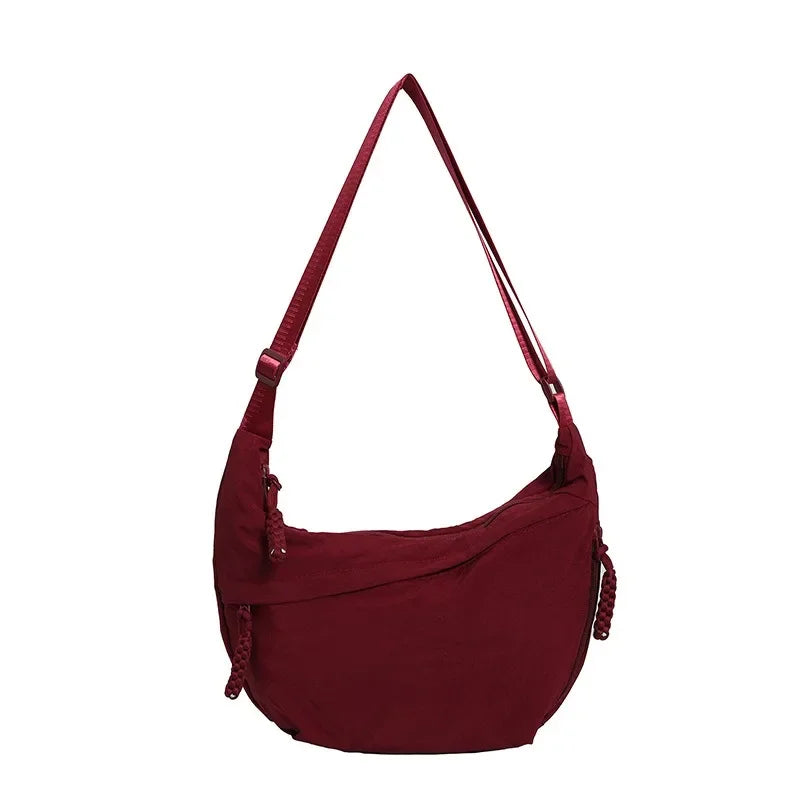 Minimalist Nylon Shoulder Bag With Multifunctional Storage - Smarsty