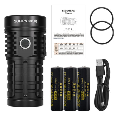Sofirn Q8 Plus Super Powerful LED Flashlight 16000lm USB C Rechargeable 21700 Anduril 2.0 Torch XHP50B Reverse Charging - Smarsty