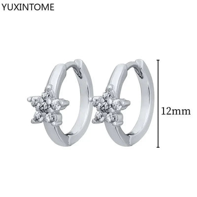 925 Sterling Silver Hoop Earrings White Crystal Luxury - Smarsty