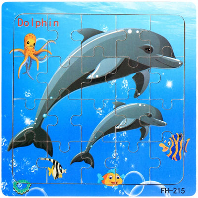 New 20 Piece Wooden 3d Puzzle Cartoon Animal Vehicle Jigsaw Puzzle Montessori Educational Toys For Kids Baby 1 2 3 Years by Smarsty