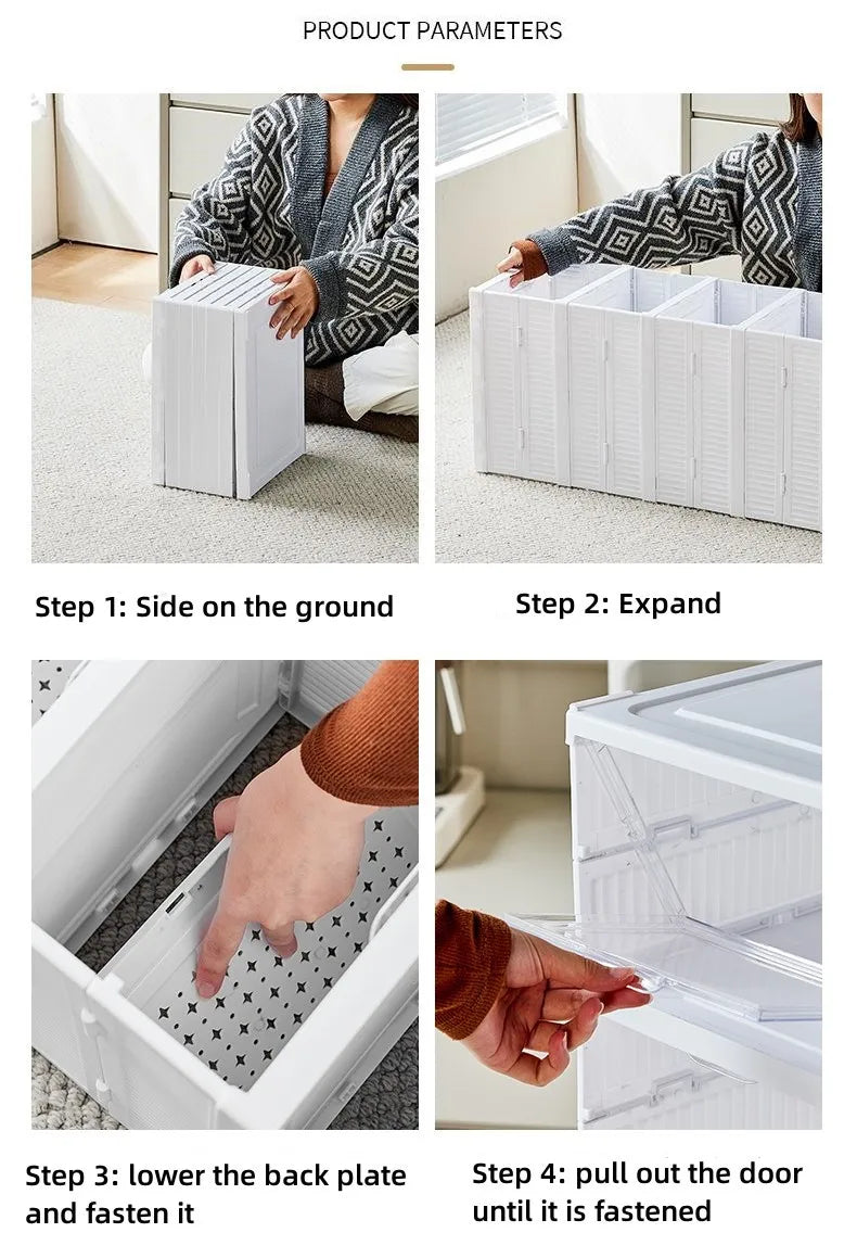 1x/2x Clear Shoes Cabinet Foldable Sneaker Shoes Storage Organizers Dustproof Thickening shoes Boxes High-top Shoe Rack Shelf