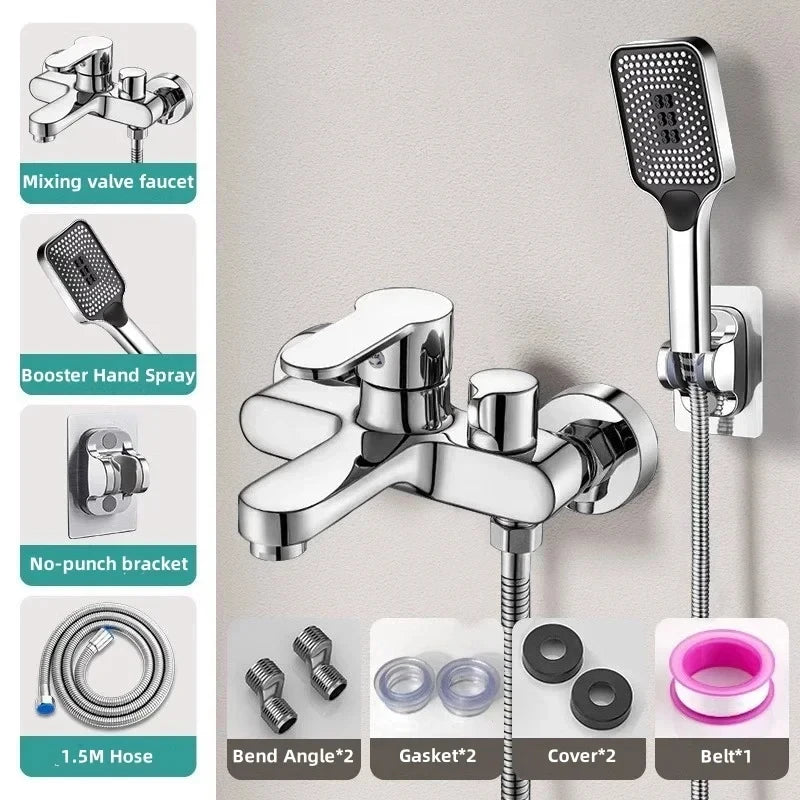 Contemporary Dual Handle Shower Faucet Set with Mixing Valve - Smarsty