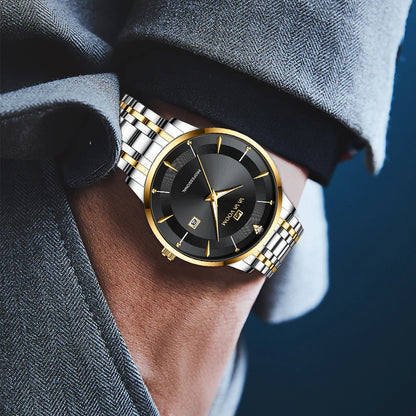 Luxury Stainless Steel Men's Watch with Rhinestones - Smarsty