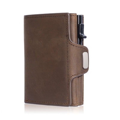 Pop-Up Credit Card Case with RFID Protection Genuine Leather  Wallet with Compartment for Notes and Coins for Men and Women - Smarsty