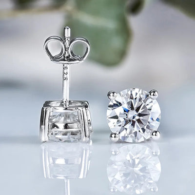 Moissanite Stud Earrings Sterling Silver Bridal GRA - Smarsty