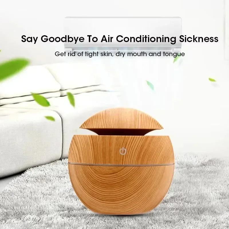 Mini Woodgrain Ultrasonic Humidifier for Home Office - Smarsty