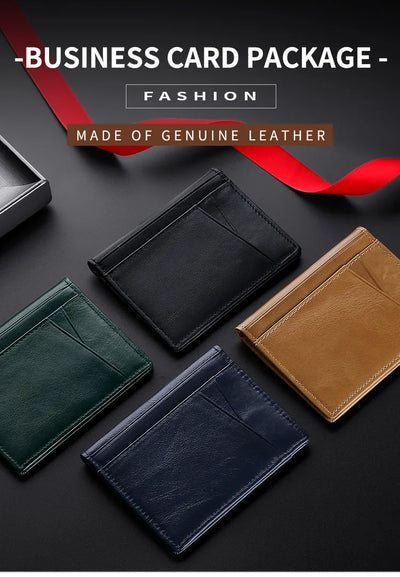 YUECIMIE Super Slim Soft Wallet Genuine Leather Mini Credit Card Holder Wallets Purse Thin Small Card Holders Men Wallet - Smarsty
