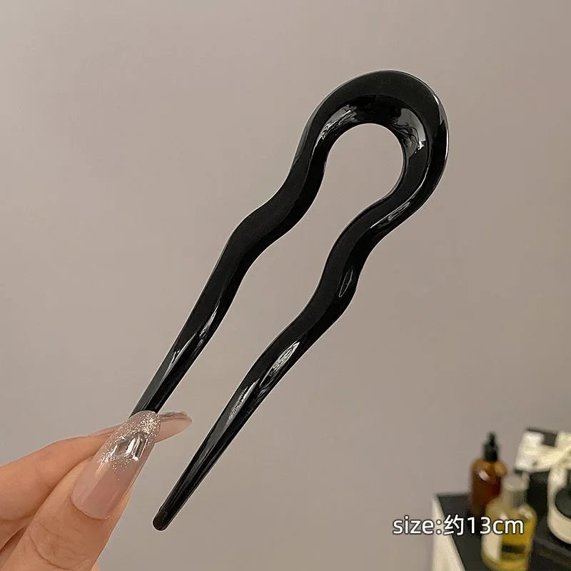 Elegant U-Shaped Hairpin with Mineral Pattern for Women - Smarsty