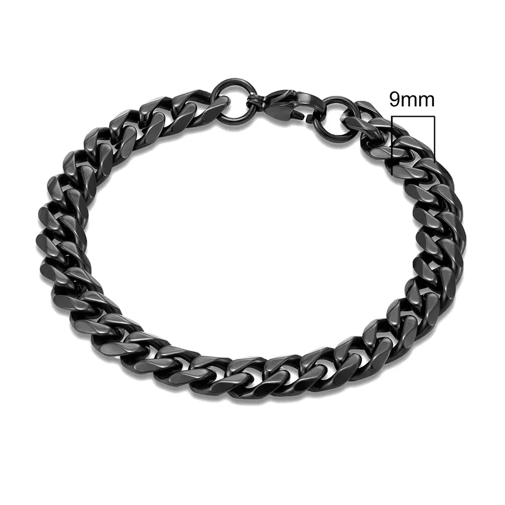 MKENDN 3-11mm Silver Stainless Steel Curb Link Bracelet - Smarsty