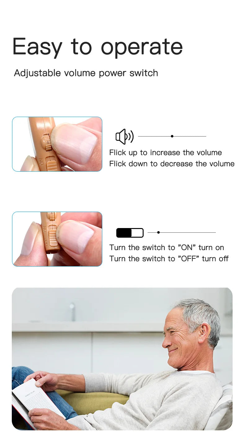 Rechargeable Portable Hearing Aid with Magnetic Charging - Smarsty