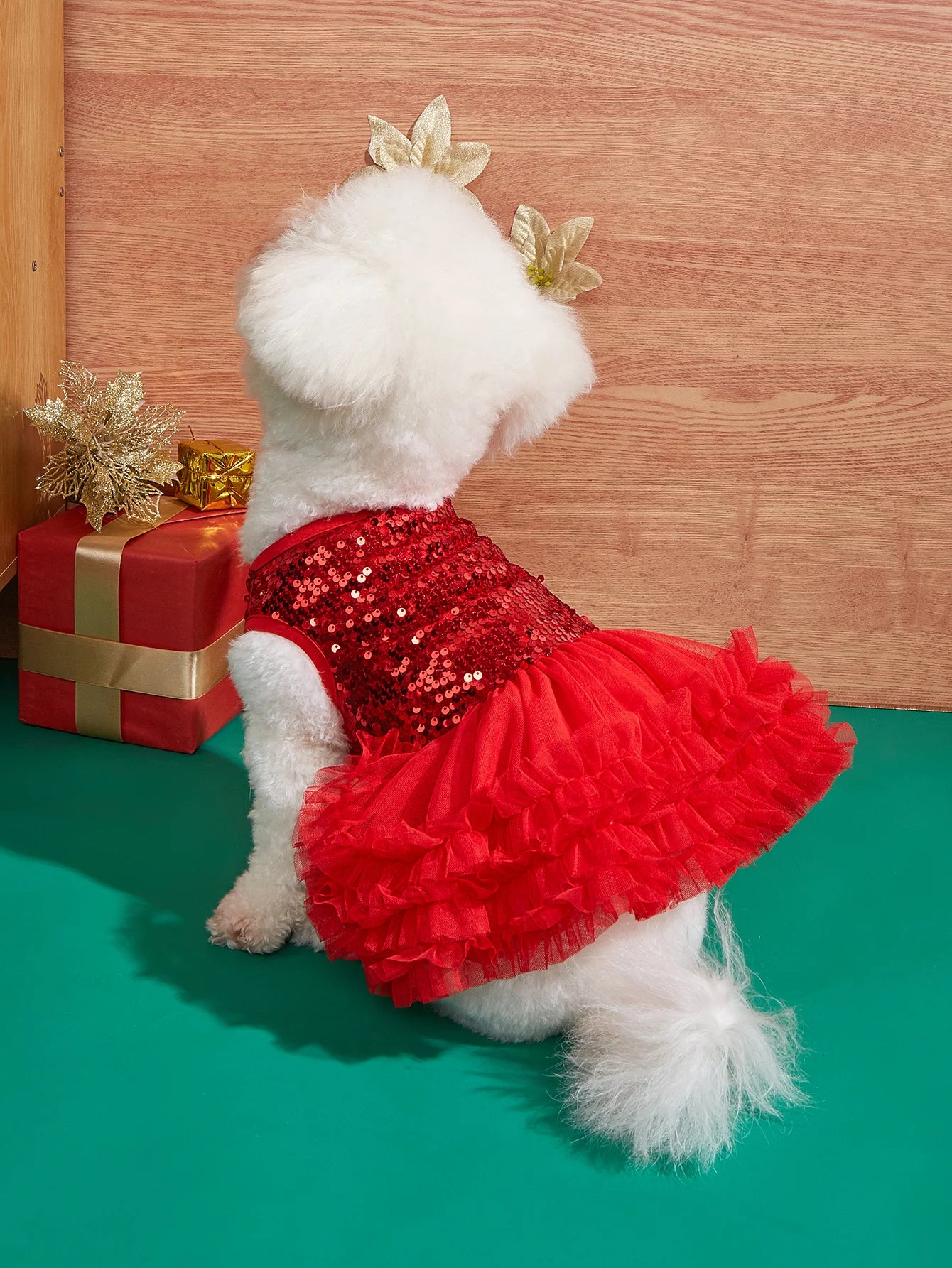 Sleeveless Dog Dress with Tulle and Sequins - Smarsty