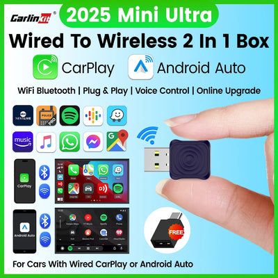 CarlinKit 5.0 Mini Ultra Wireless Adapter Wireless CarPlay Android Auto For OEM Car Plug and Play WiFi Bluetooth Auto Connection - Smarsty