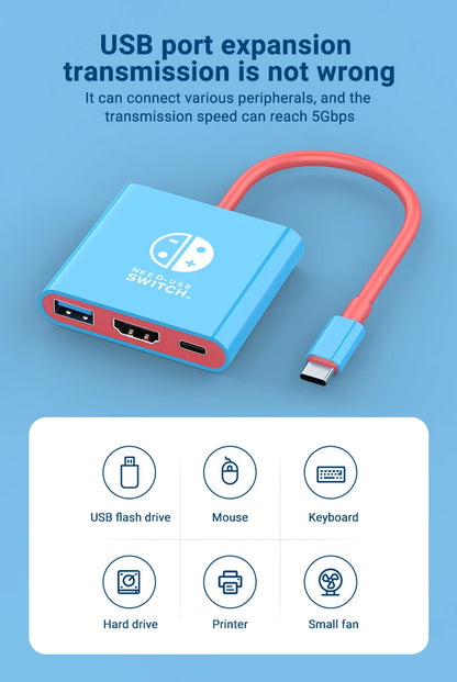 Portable USB C Hub With HDMI Travel And Gaming Dock