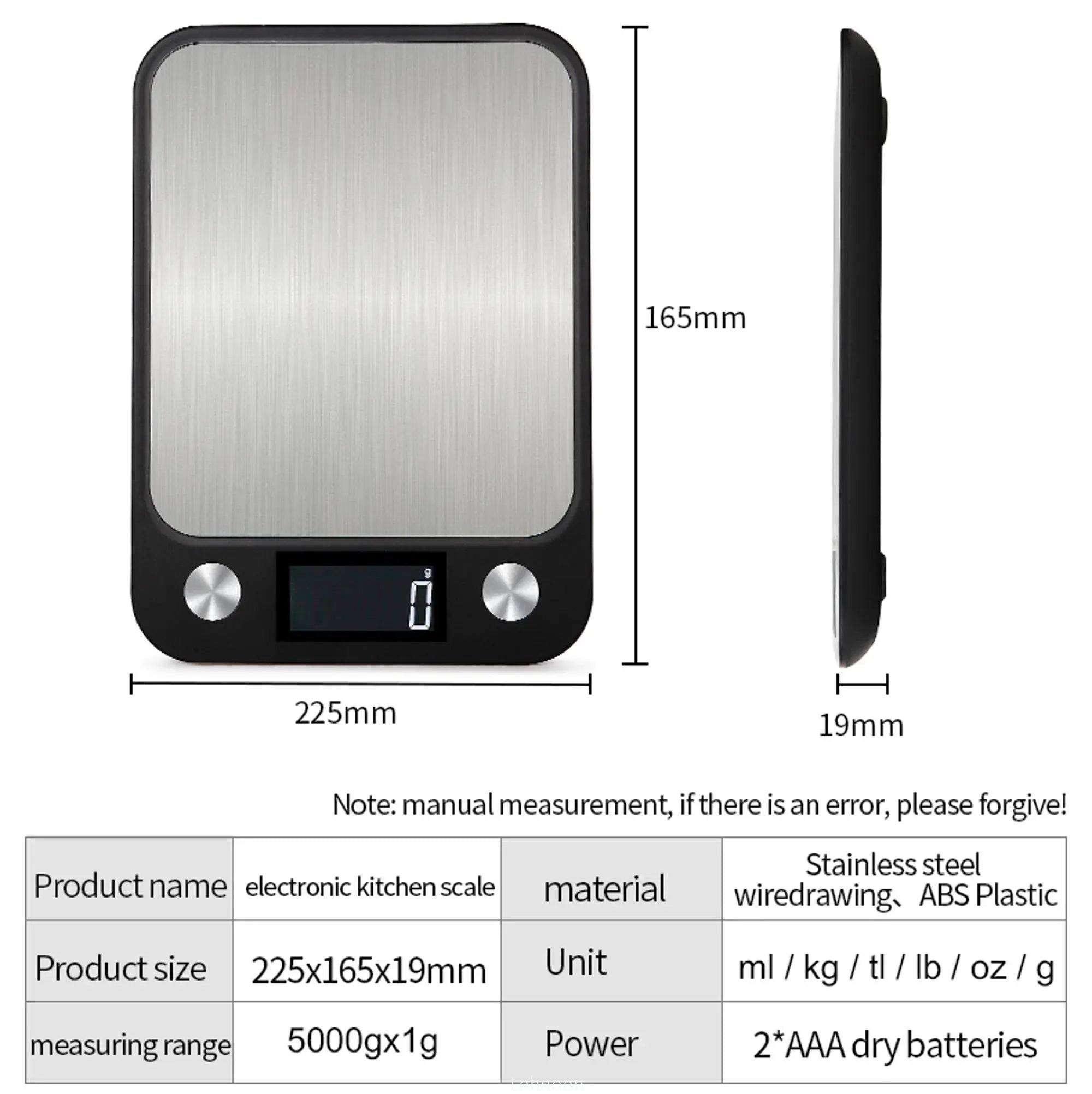Digital Kitchen Scale 15Kg Stainless Steel Design - Smarsty