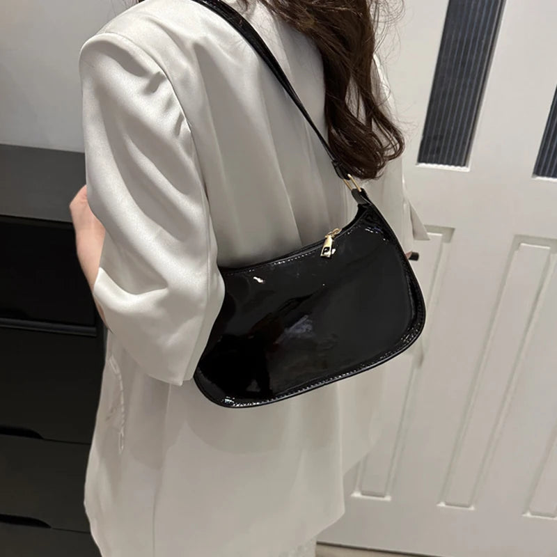 Vintage Patent Leather Shoulder Bag For Women Designer - Smarsty
