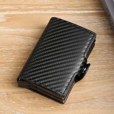 Large Capacity Double Layer ID Credit Card Holder Anti Rfid Blocking Protected Magic Wallet for Men Carbon Fiber Cardholder Case - Smarsty