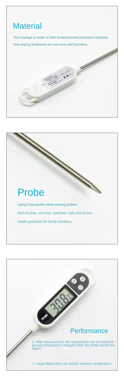 Digital Kitchen Thermometer Instant Read Meat Temperature Probe for Cooking BBQ Food LCD Display
