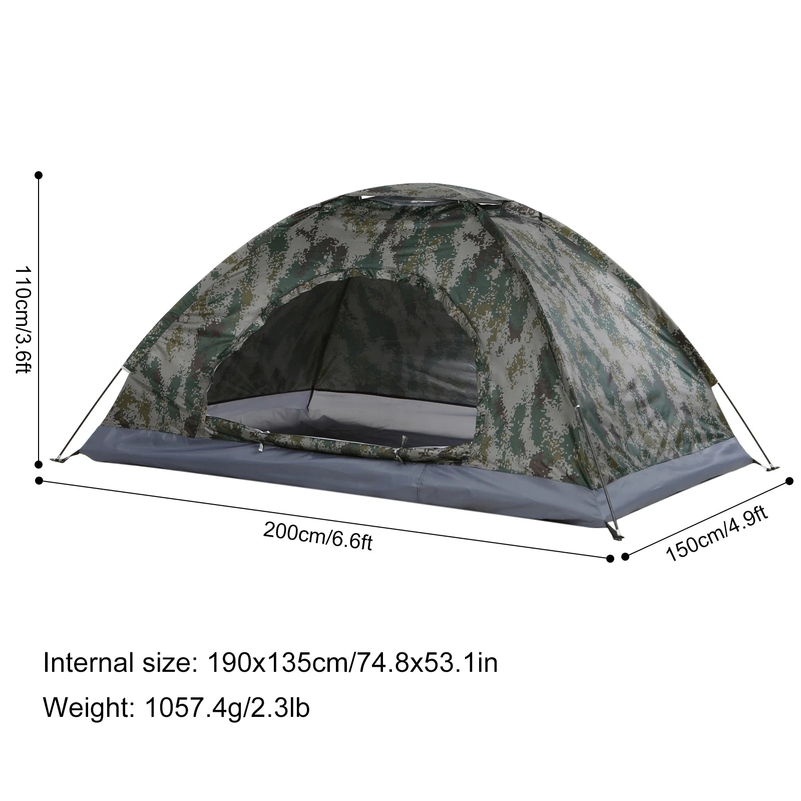 Tomshoo 1/2 Person Ultralight Camping Tent Single Layer Portable Hiking Tent Anti-UV Coating UPF 30+ for Outdoor Beach Fishing by Smarsty
