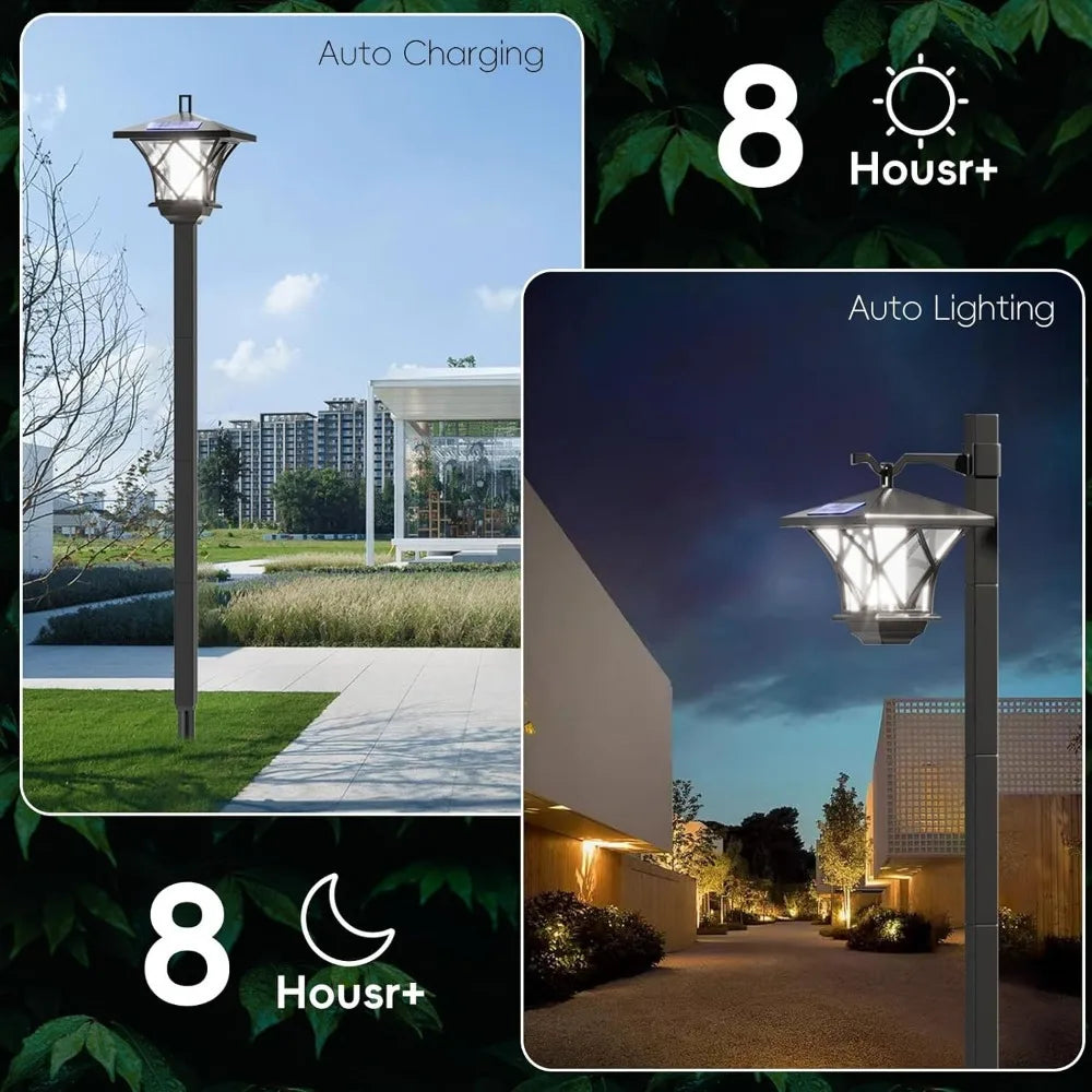 59'' Solar Lamp Post Light, Outdoor Solar Lamp Post Lighting, Aluminum Retro Black Light Pole