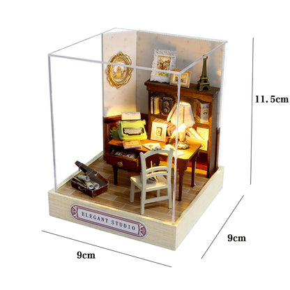 DIY Miniature Dollhouse Kits Hourly Light Studio House Sea Villa Wooden Doll House With Furniture Building Kids Toys Xmas Gifts by Smarsty
