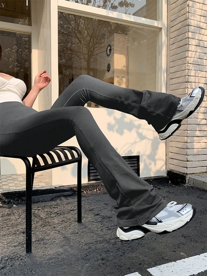 High Waisted Compression Without Awkward Lines Micro Flared Yoga Outdoor Wear Seamless Elastic Fitness Pants Lifting Leggings - Smarsty