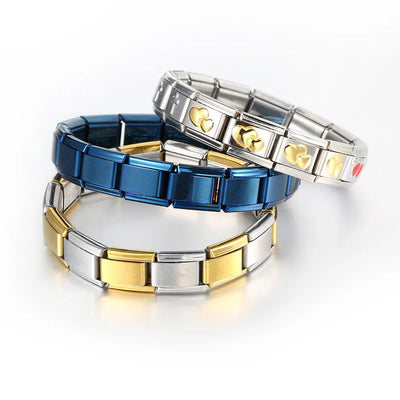 Italian 9mm Charm Link Elastic Stainless Steel Bracelet - Smarsty