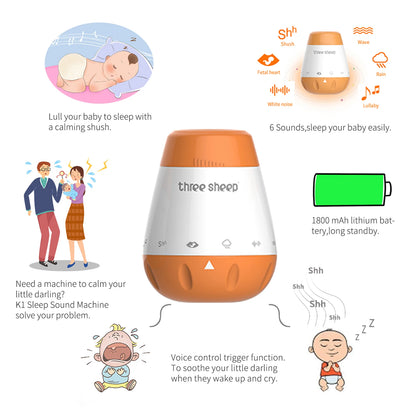Calming Baby White Noise Machine With Voice Sensor Bedtime - Smarsty
