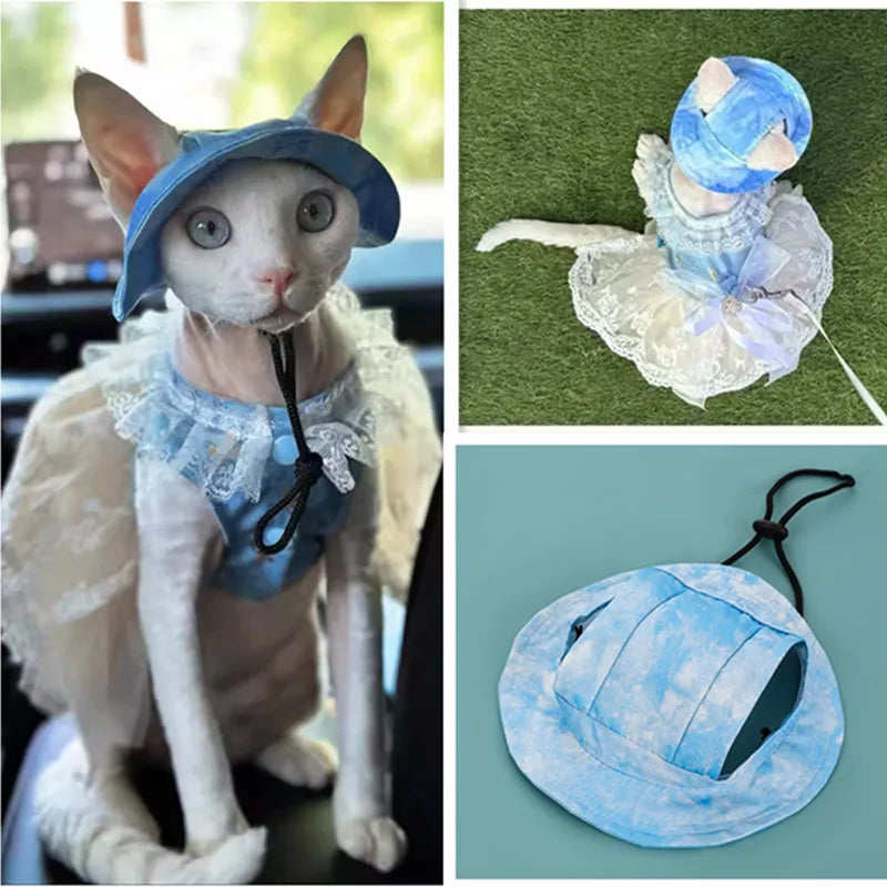 Cotton Cat Sun Hat With Ear Holes For Pets - Smarsty