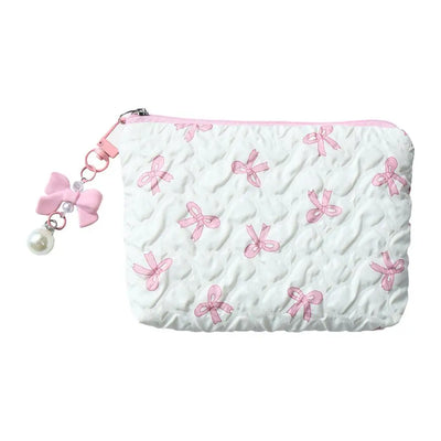 Bow Canvas Makeup Bag Large Capacity Travel Organizer - Smarsty