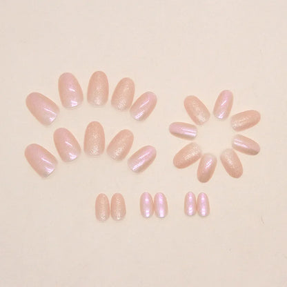 24 Piece Short French Minimalist Glitter Nail Set - Smarsty