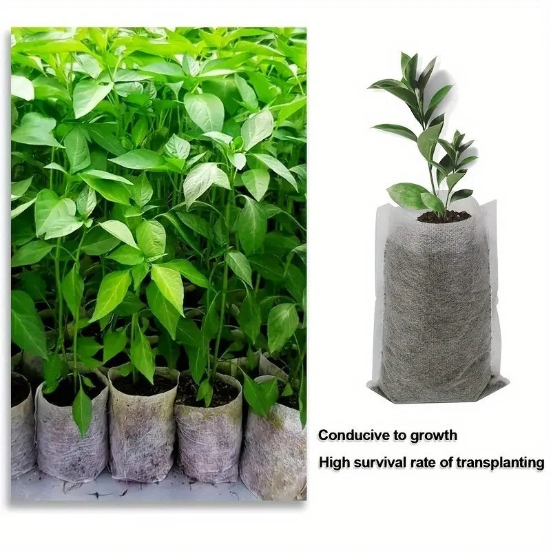 8x10cm 100pcs Biodegradable Seed Nursery Bags, Non-Woven Plants GrowBags, Fabric Seedling Pots Plants Pouch, Home Garden Supply