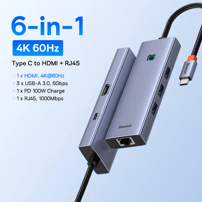 USB-C Hub 4K Ultra HDMI Multiport RJ45 VGA PD 100W