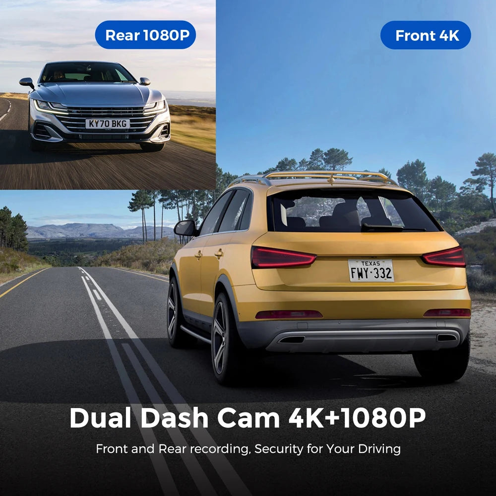 4K Dash Cam With WiFi Dual Lens GPS Parking Monitoring - Smarsty
