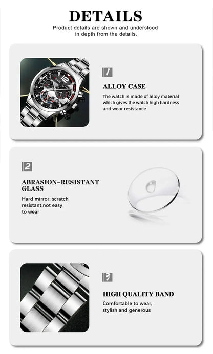 Luxury Men's Silver Quartz Watch With Luminous Feature - Smarsty