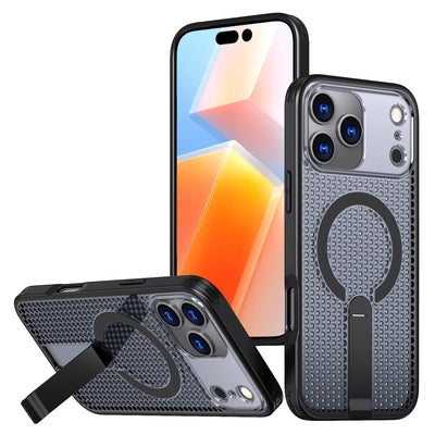 Breathable for Magsafe Stand Case for iPhone 17 Air 16 15 14 13 12 Pro Max 11 Plus 16E SE4 17Pro Magnetic Cooling Rugged Cover