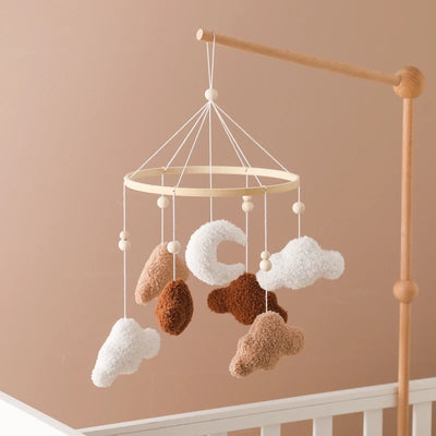 Baby Crib Mobile Bed Bell Rattle Toys Wooden Crochet Stars Pendant Bed Bell Toys Newborn Comfort Crib Bracket Hanging Toys Gifts by Smarsty
