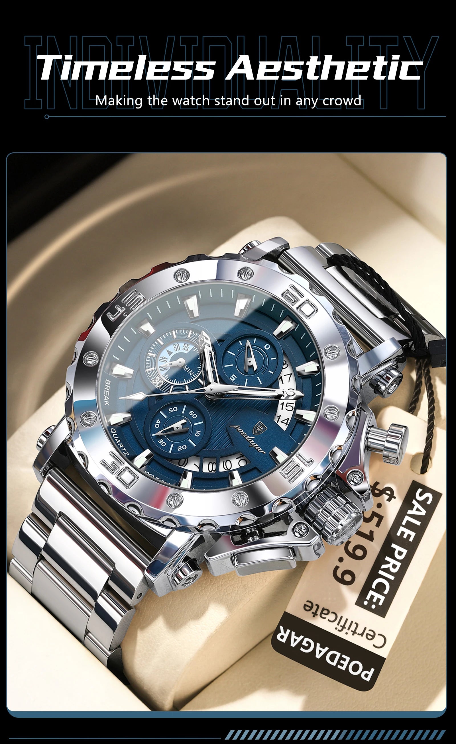 Luxury Waterproof Men's Chronograph Watch with Calendar - Smarsty