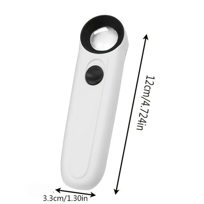 40X Handheld Magnifier With Two LED Lights Identification Jewelry Diamond Jade Mirror HD Magnifying Glass