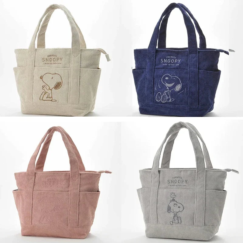 Disney Snoopy Corduroy Tote Bag Large Capacity Shoulder Bag - Smarsty