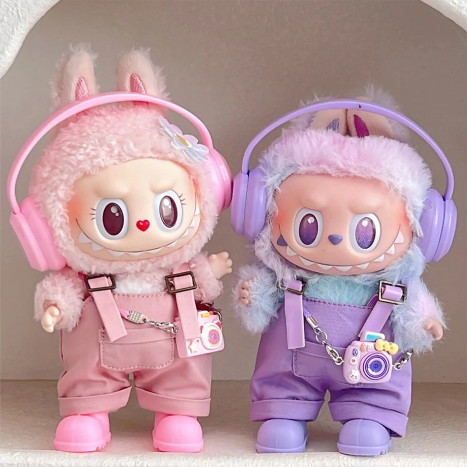 15/17Cm For Labubu Clothes Dolls Sitting Party 1St 2Nd 3Rd Headphones Overalls Shoes Set Apparel Accessories Lovely Outfit Gifts - Smarsty