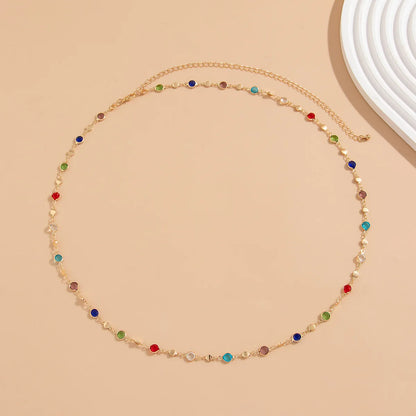 Fashion Colored Glass Crystal Waist Chain for Women - Smarsty