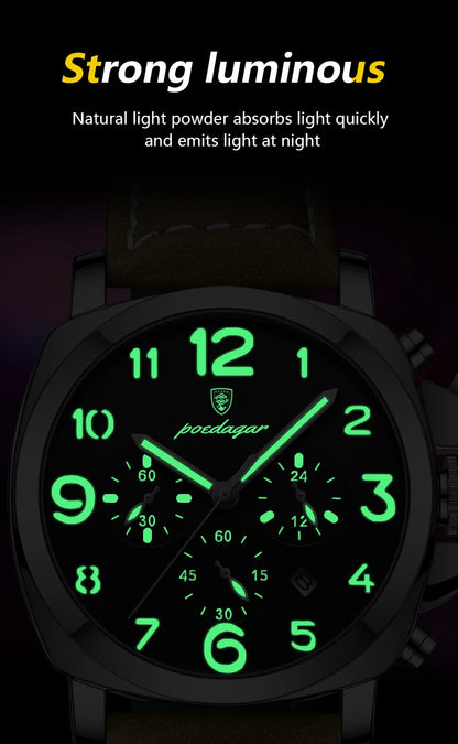 Luxury Waterproof Military Watch for Men Luminous Leather - Smarsty