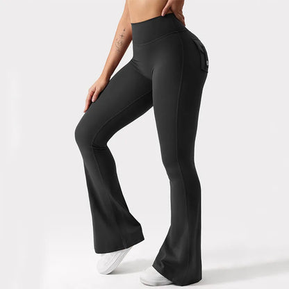 Newest Women Wide Leg High Stretch Yoga Leggings Naked Feeling Compression Fitness Workwear with pockets Yoga Pant ﻿ - Smarsty